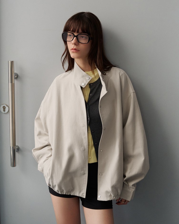 品牌LOGO萊賽爾立領寬鬆夾克外套