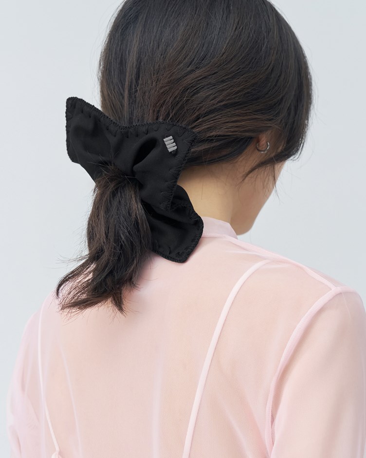 刺繡花邊方形髮圈