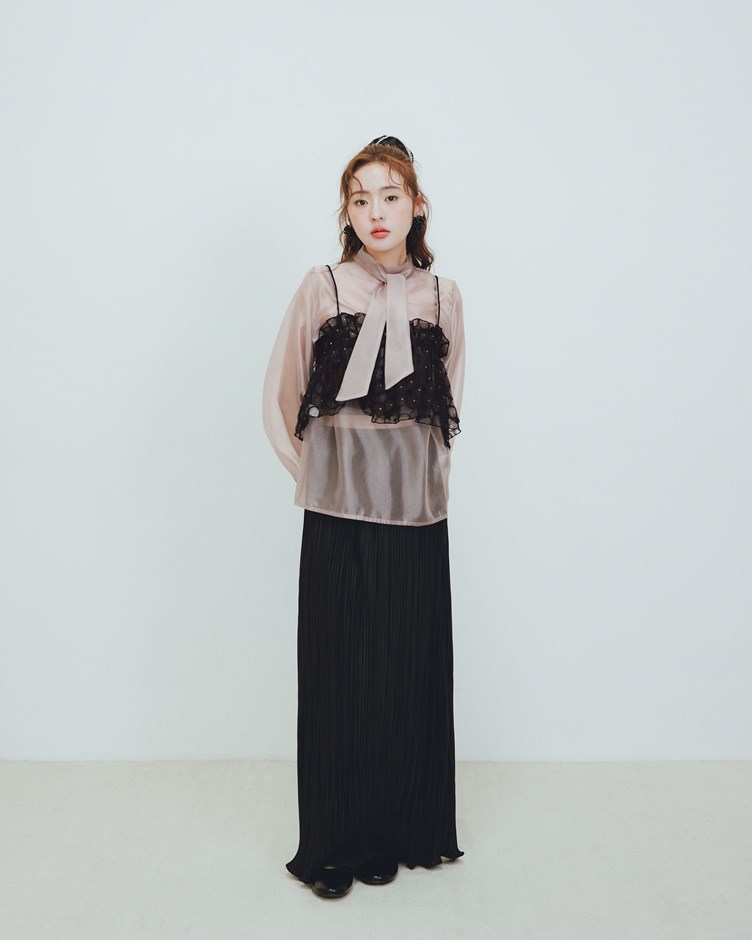 立體網紗花朵細肩背心