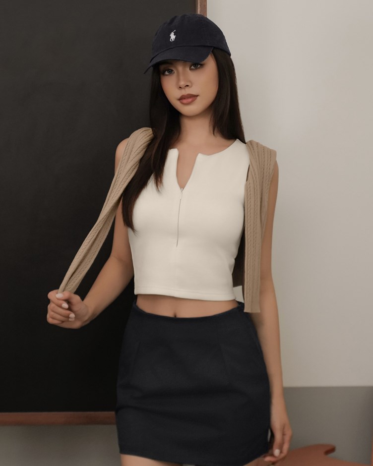 拉鏈圓領棉質BRATOP