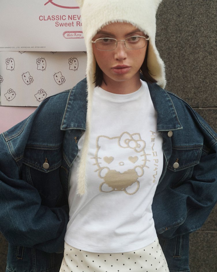 HELLO KITTY復古感愛心短袖上衣