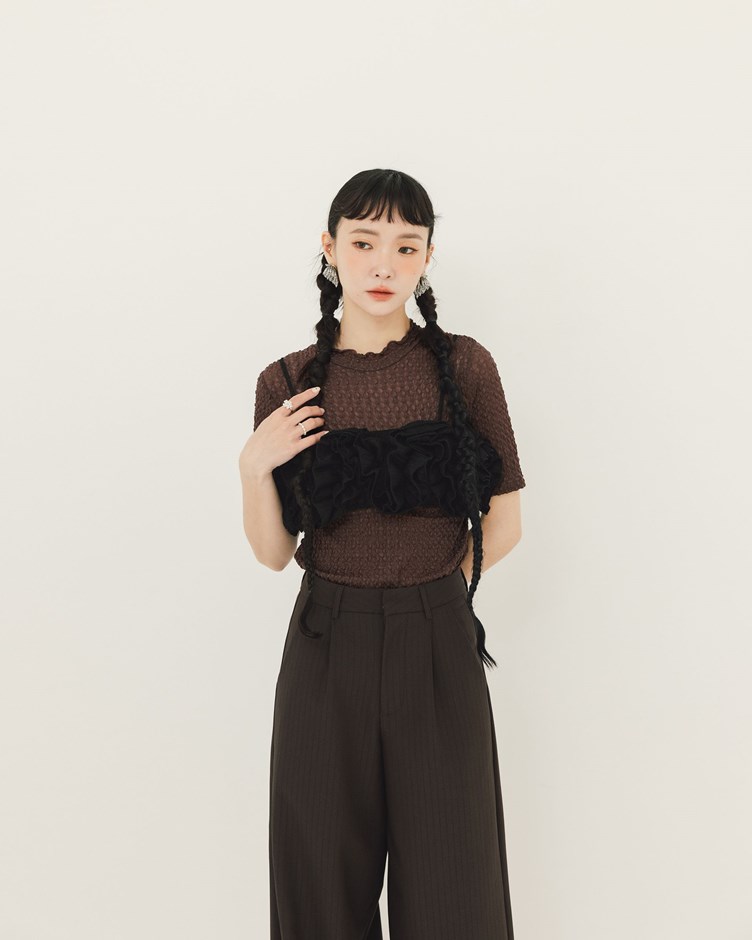 水波紋花瓣短版背心