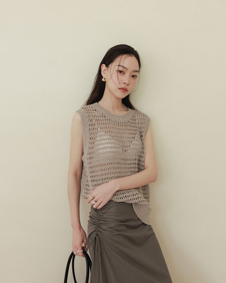 簍空洞洞寬鬆針織背心