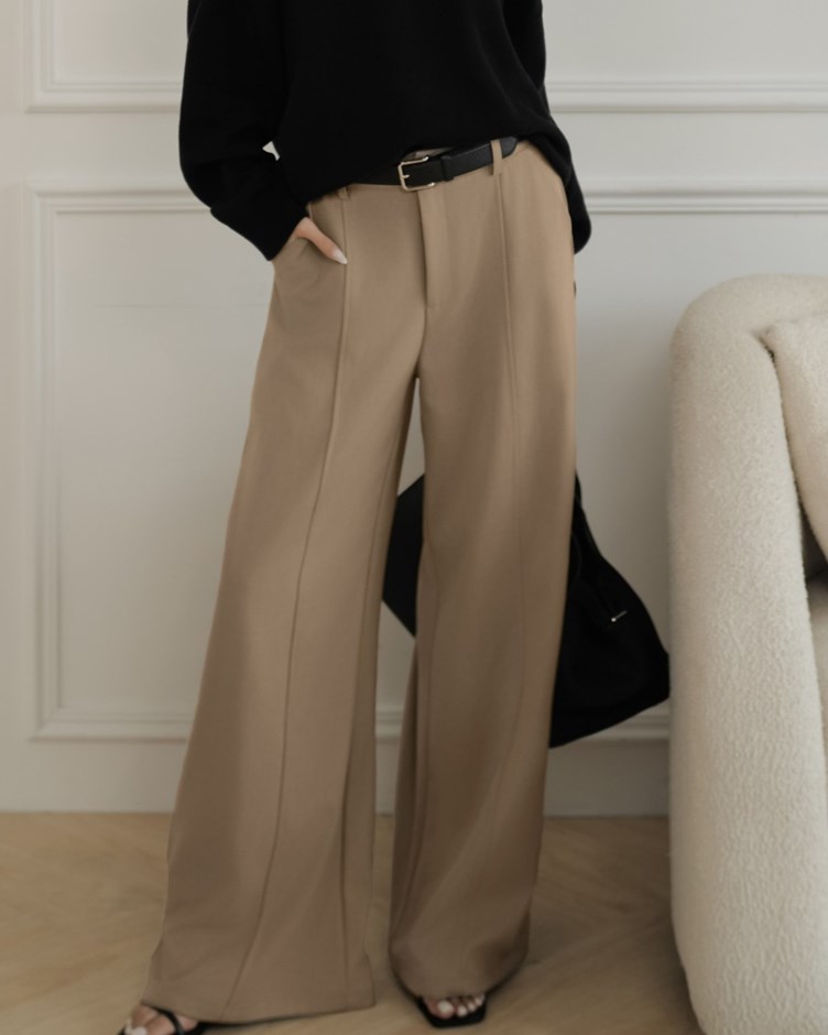 壓線斜紋西裝寬褲