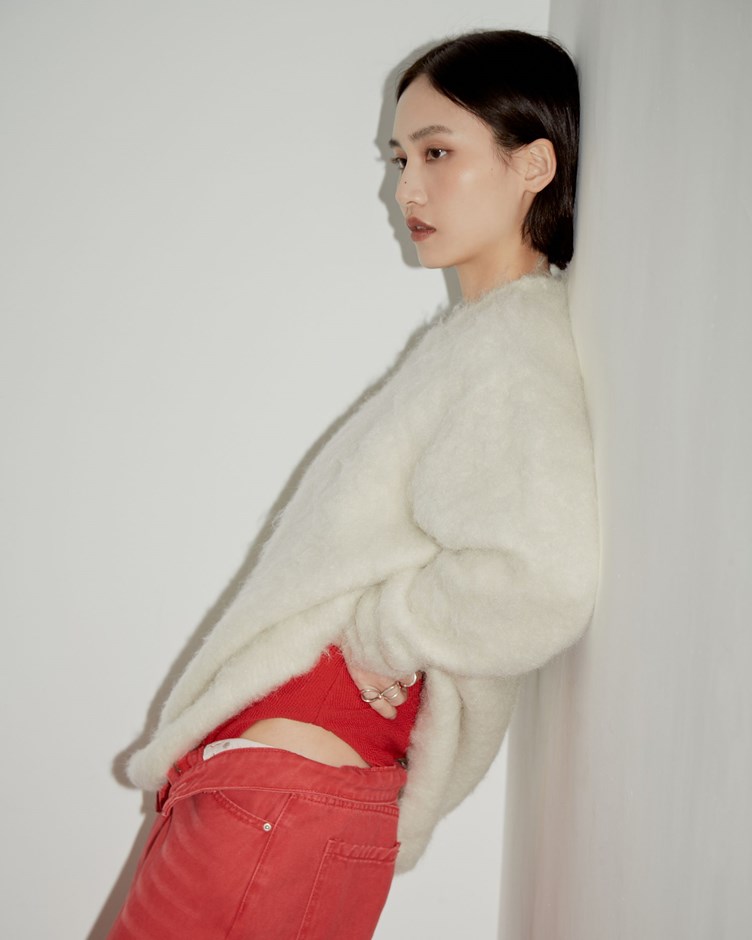 磨毛感花紗針織毛衣