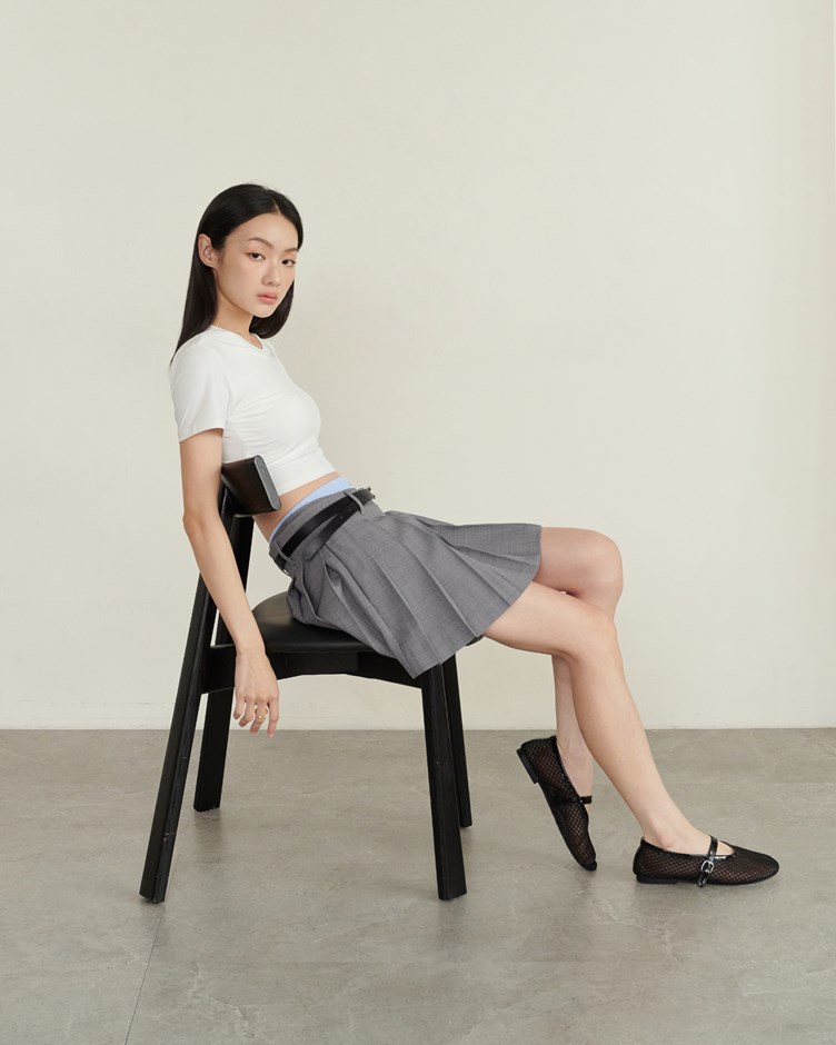 牛奶絲修身剪接短袖 bra top