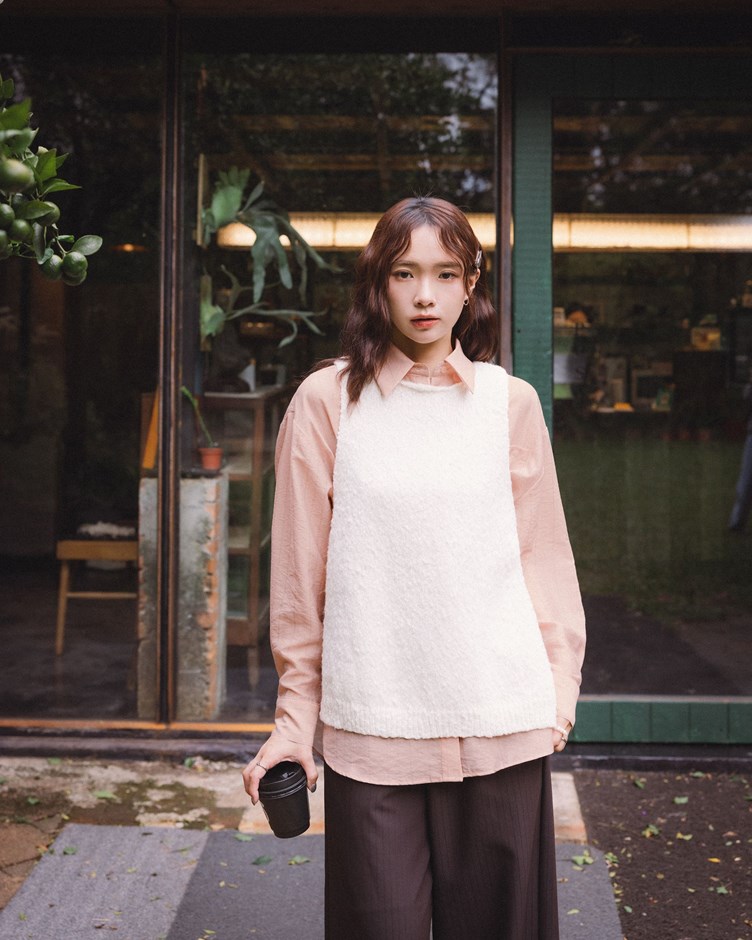 側開綁帶針織背心