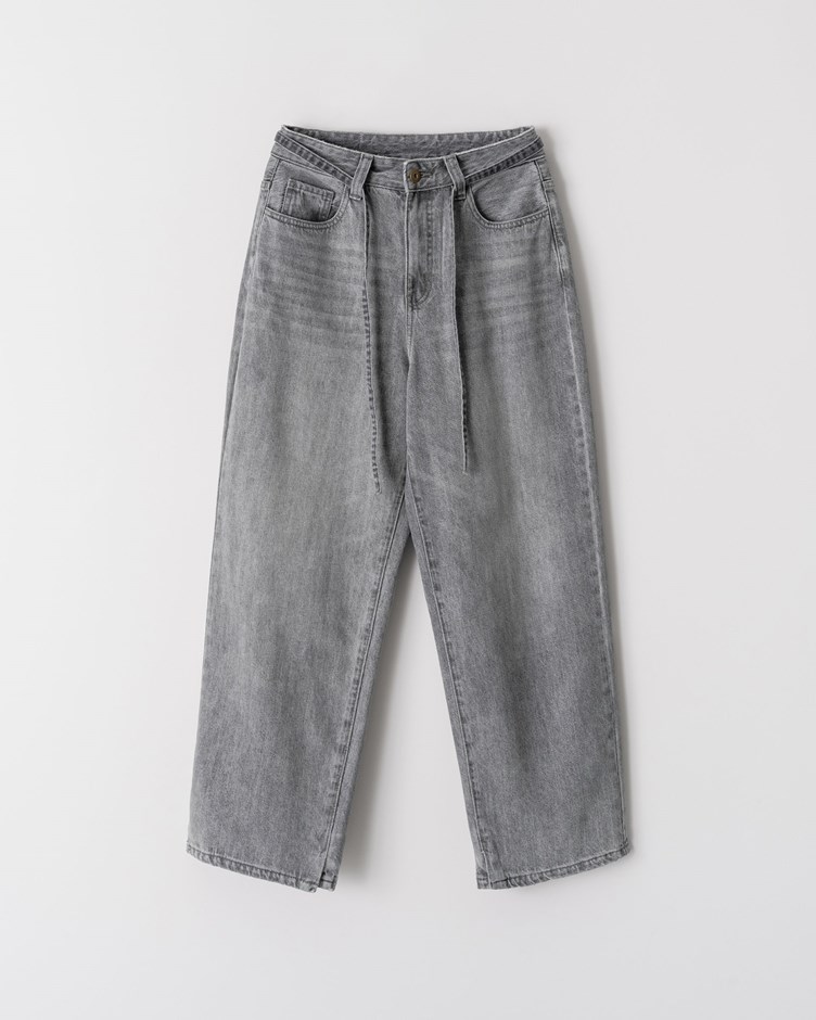 丹寧直筒寬褲