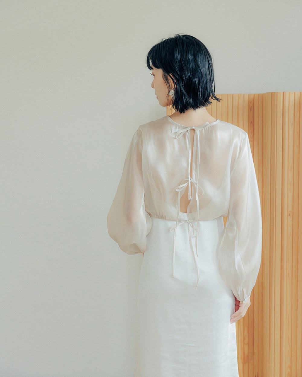 柔光感開襟澎澎袖兩穿罩衫
