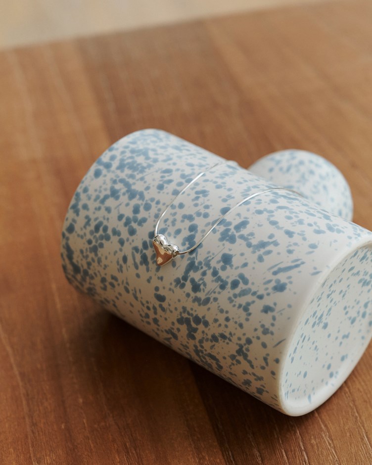 S925愛心銀蛇骨鍊細項鍊