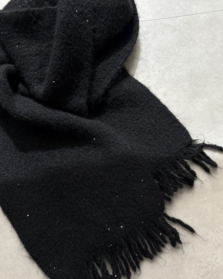 細閃流蘇針織圍巾