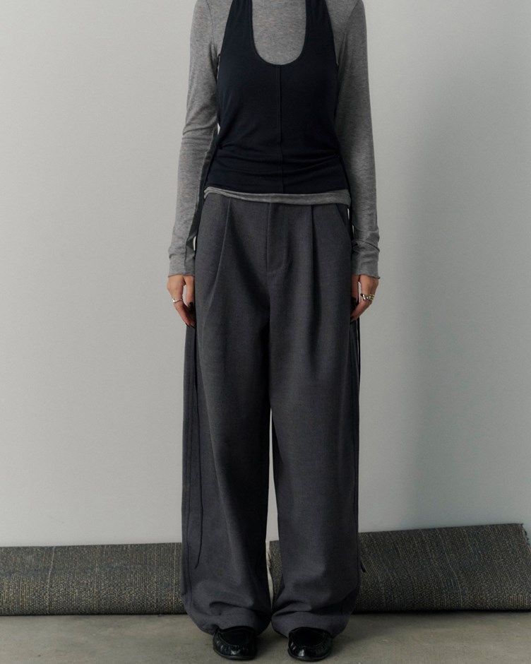 質感混色毛呢西裝褲