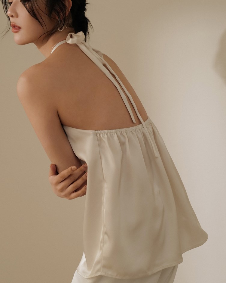 光澤緞面美背綁帶背心