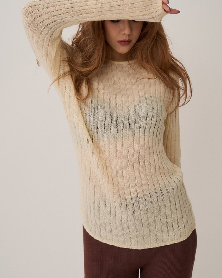 translucent striped sweater