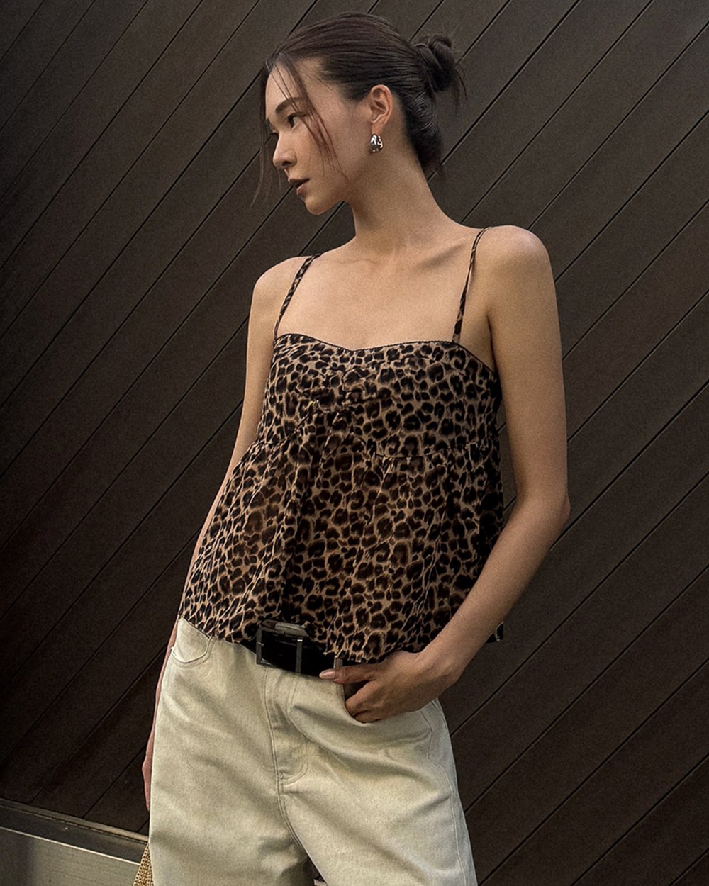 雪紡豹紋飄逸上衣