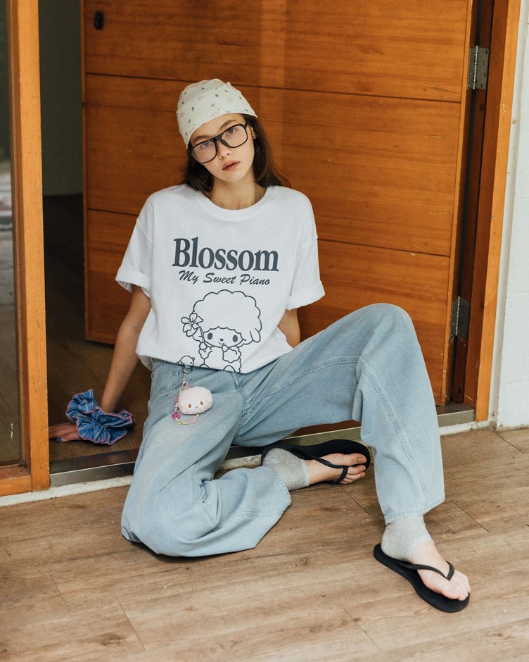 My Sweet Piano系列線框人物印花TEE