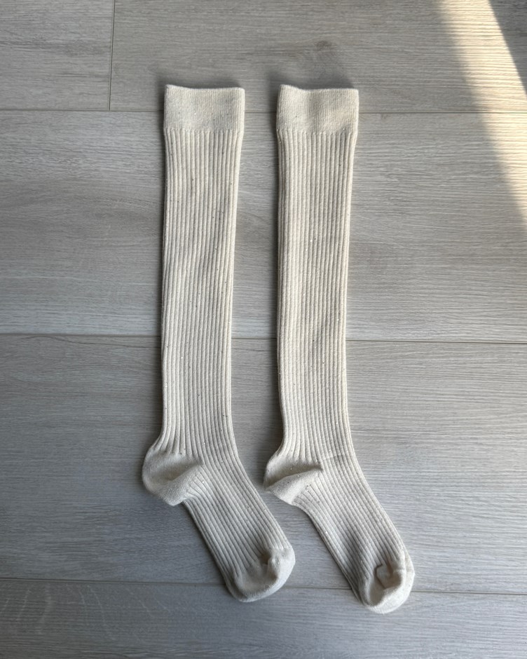 細閃亮片坑條長襪