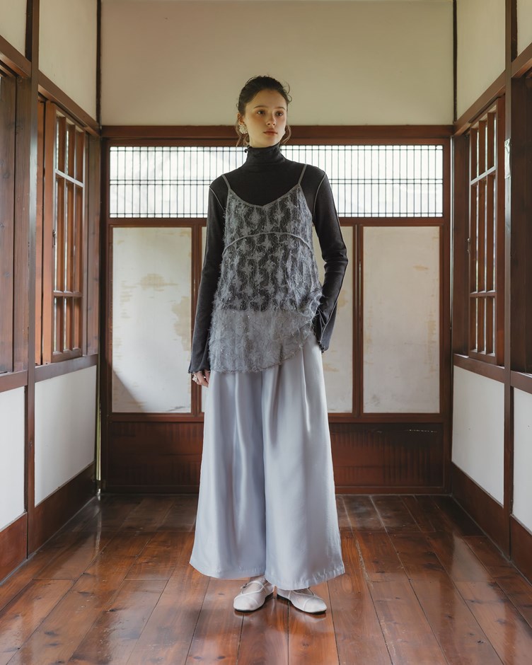 雙層仙女紗打褶西裝長褲