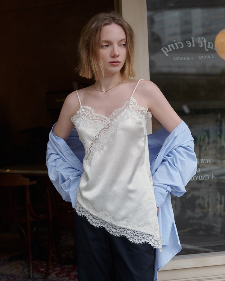緞面蕾絲細肩帶背心
