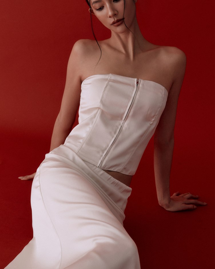 緞面魚骨馬甲背心