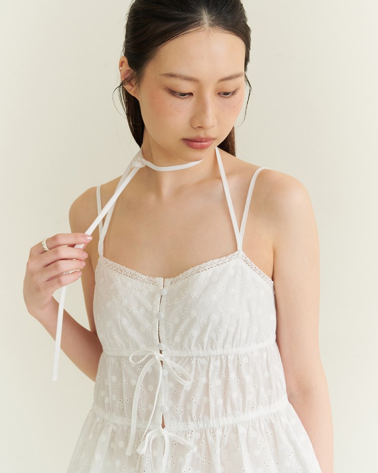 刺繡小花綁帶背心