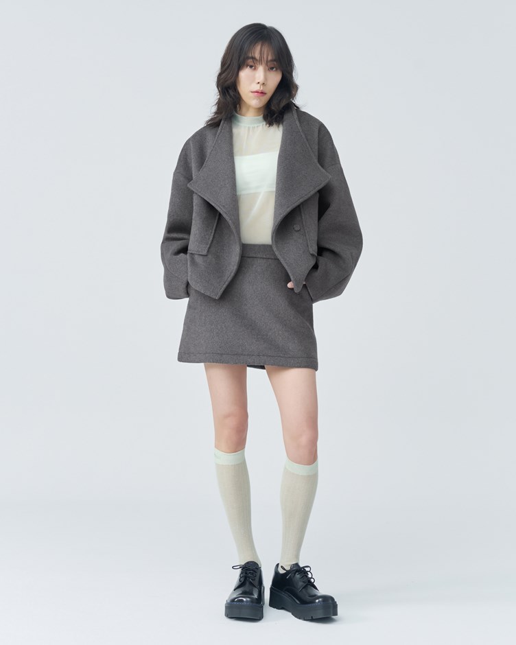 羊毛混紡毛呢外套｜與短裙成套優惠（詳見內頁）