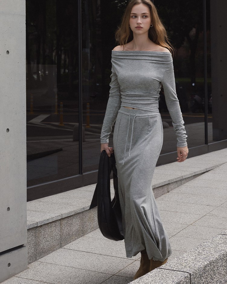 天絲魚尾抽繩長裙