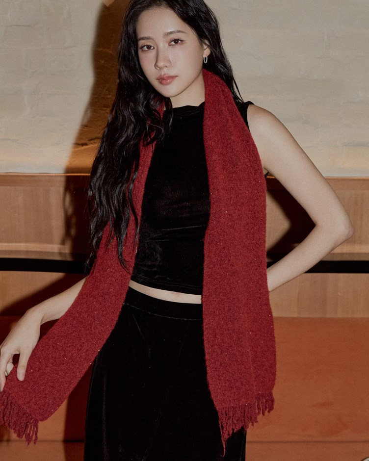 植絨網紗小高領削肩背心