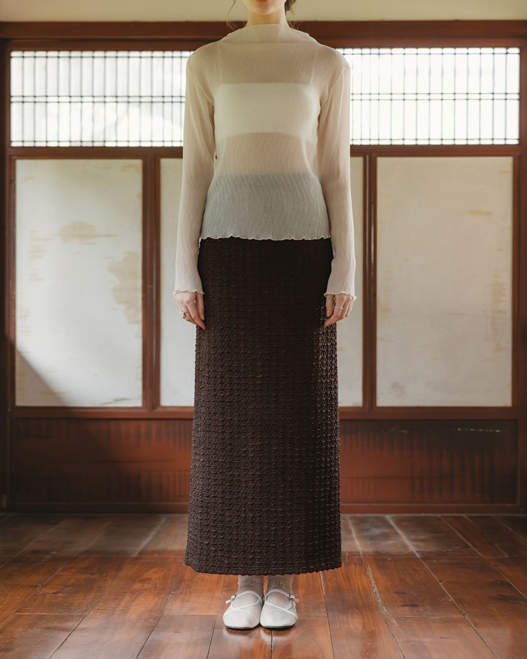 縐縐肌理後開岔長裙