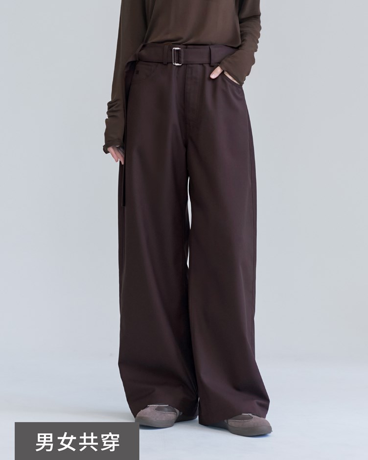 中性抗皺西裝料腰帶長褲