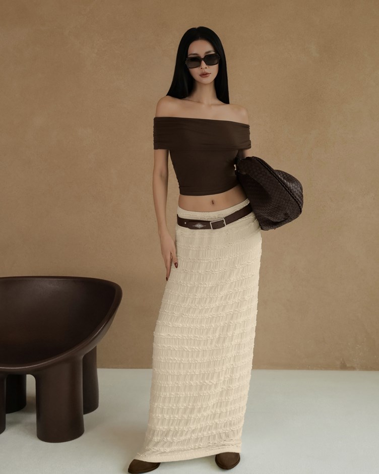 荷葉邊皺皺傘擺長裙