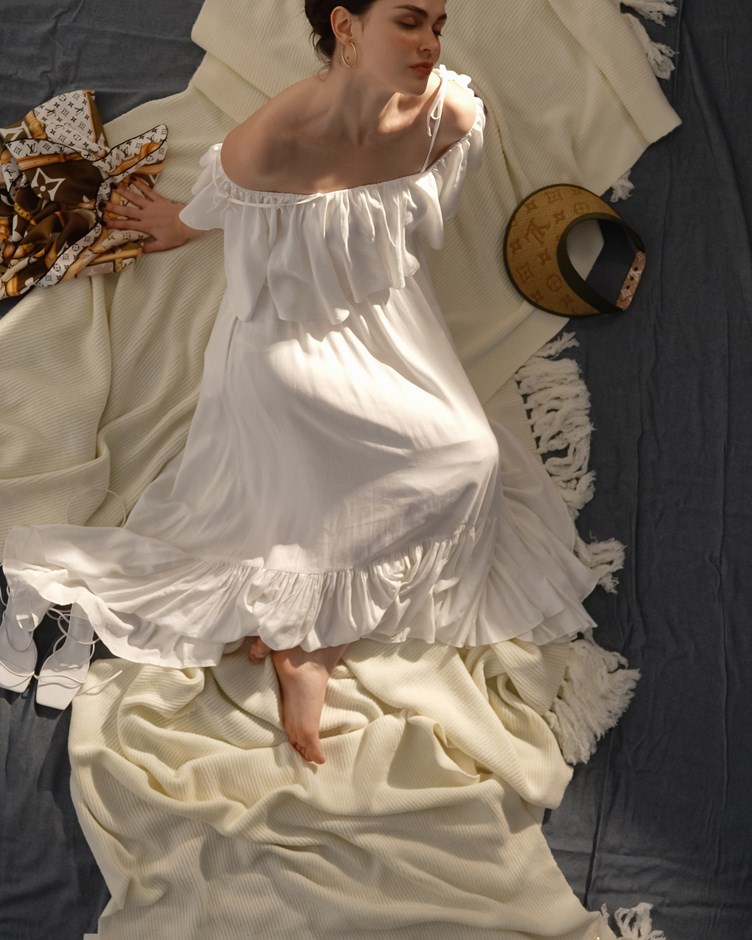 純棉浪漫荷葉散狀長洋裝