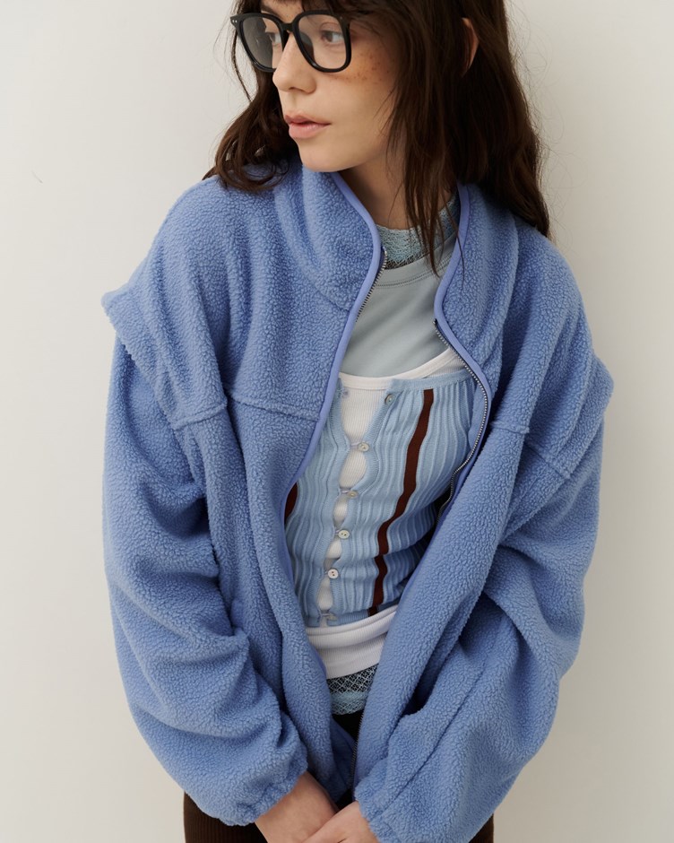立領毛絨可拆式背心外套