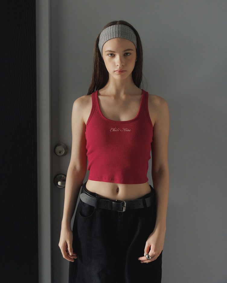 舒適羅紋標語刺繡BRA TOP