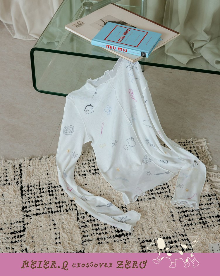 zero-手繪塗鴉風網紗上衣