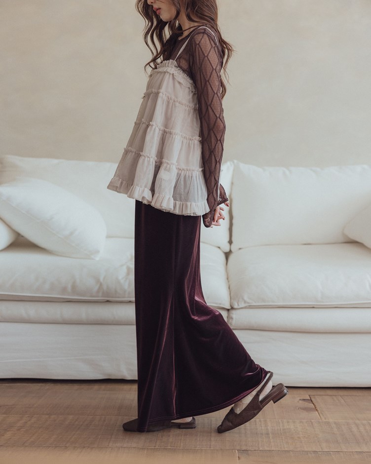 質感光澤魚尾長裙