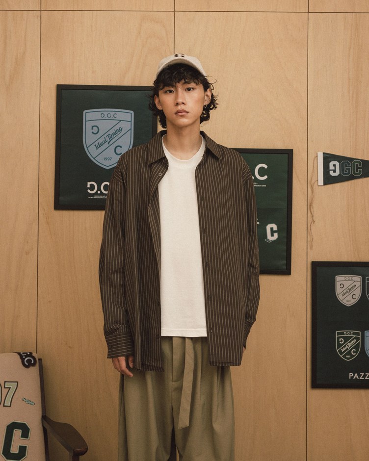 GGC刺繡條紋寬鬆襯衫(unisex)