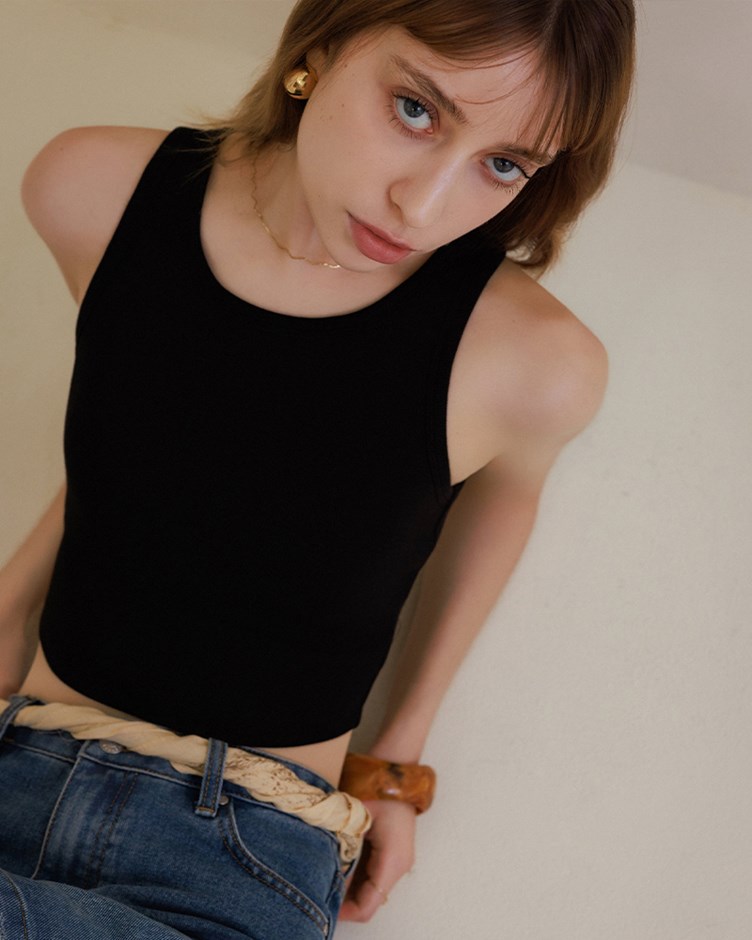 削肩圓領羅紋棉BraTop(yoyo聯名款)