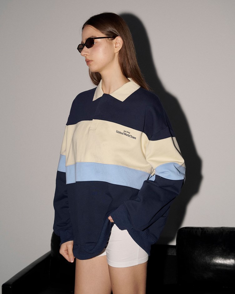 配色拼接標語刺繡Polo衫