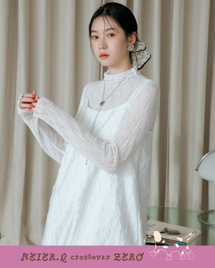 zero-紋理感高領捲邊上衣