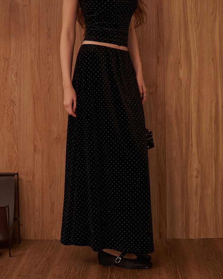 天鵝絨水鑽長裙