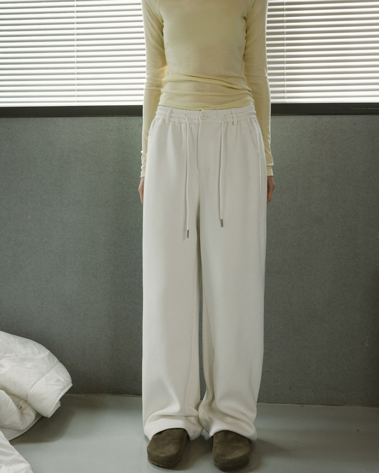 品牌LOGO厚磅腰鬆緊抽繩長褲