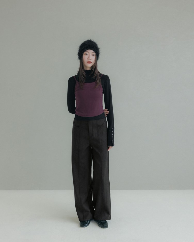 高彈小高領袖開岔上衣