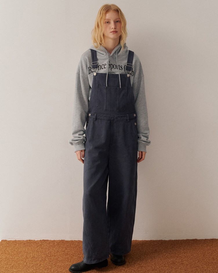 星星釦繭型牛仔吊帶褲