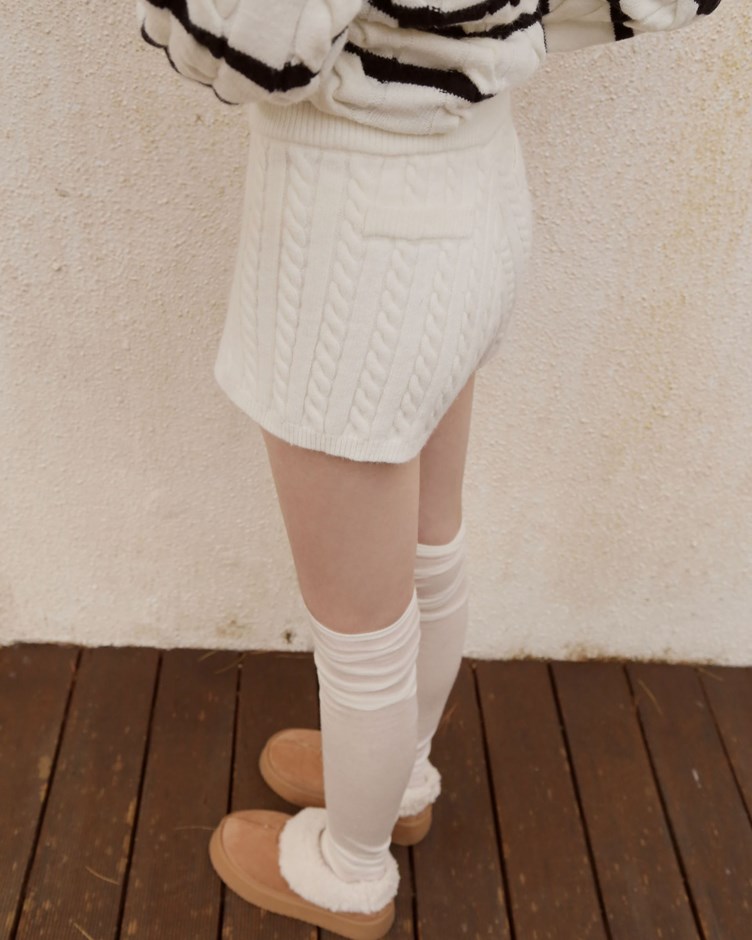 麻花鬆緊抽繩針織短褲