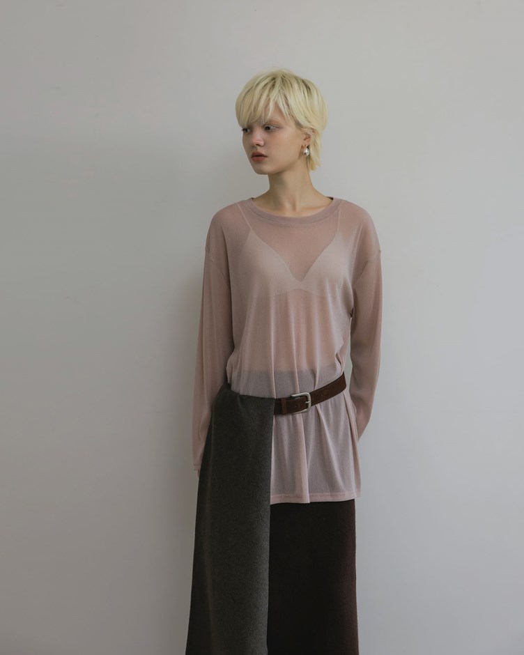 細閃亮亮透肌網紗長袖上衣