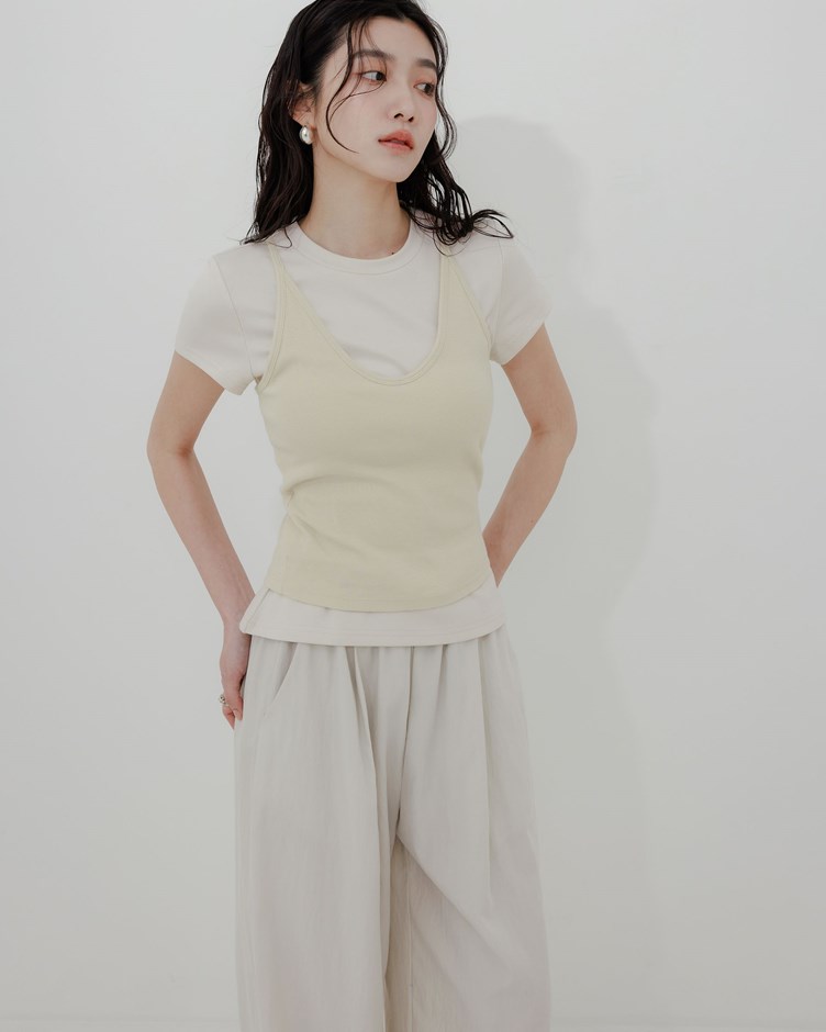 PROJECT.M 舒適坑條U領BRA TOP