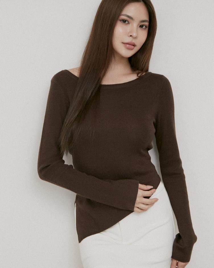 斜擺羊毛針織上衣