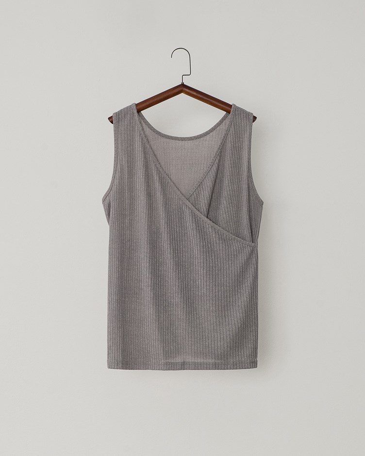 針織直紋交疊背心