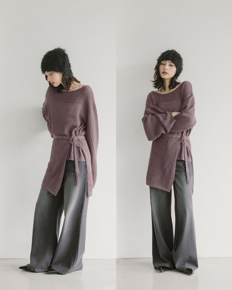 簡約挺版中腰牛仔寬褲